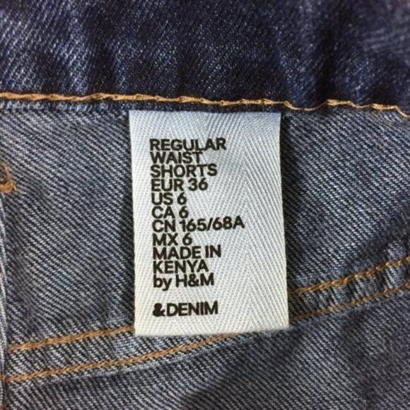 H&M Denim Raw Hem Rolled Cuff Jean Shorts Medium Wash Women's Size 6 - Picture 3 of 5